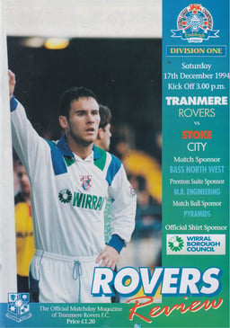 Tranmere Rovers v Stoke City Match Programme 1994-12-17